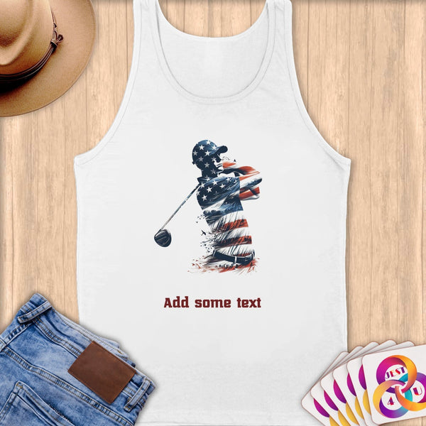Physical Item S / White Golfer's Pride ~ Limited Edition 2024 "USA Excellence" ~ Customizable Supersoft Tank Top