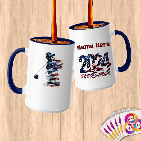 Physical Item 15oz / Blue Golfer's Pride ~ Limited Edition 2024 "USA Excellence" ~ Customized Large 15oz Mug