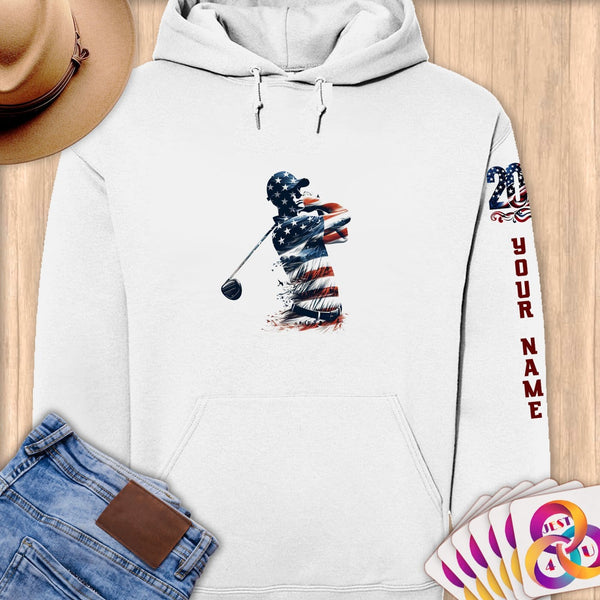 Physical Item S / White Golfer's Pride ~ Limited Edition 2024 "USA Excellence" ~ Personalized Premium Hoodie