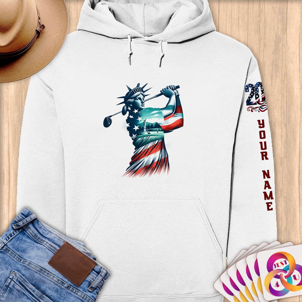 Physical Item S / White Golfing Liberty ~ Limited Edition 2024 "USA Excellence" ~ Personalized Premium Hoodie
