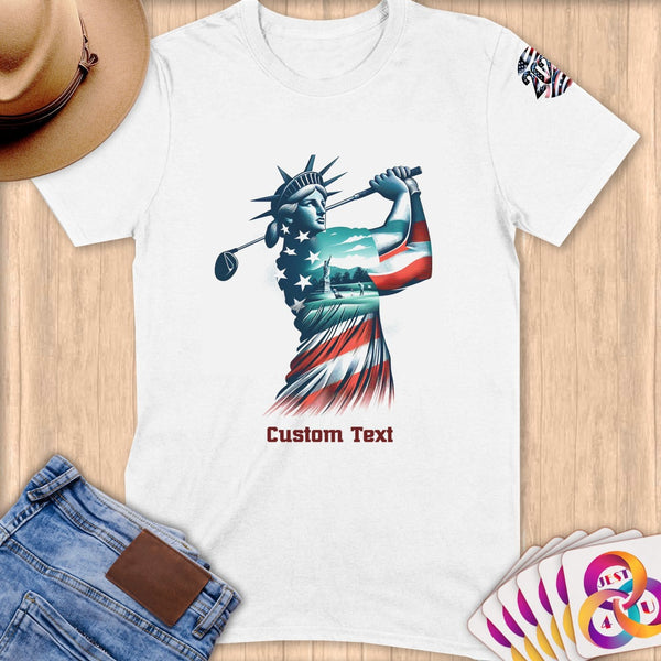 Physical Item S / White Golfing Liberty ~ Limited Edition 2024 "USA Excellence" ~ Personalized Softstyle T-Shirt