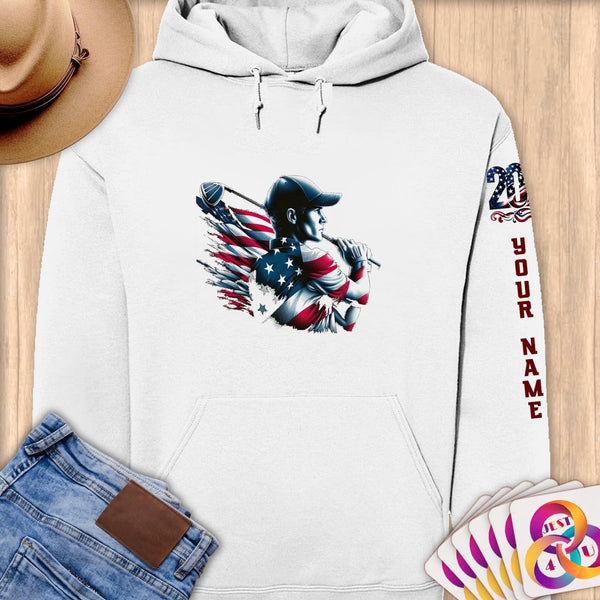 Physical Item S / White Golfing Sensation ~ Limited Edition 2024 "USA Excellence" ~ Personalized Premium Hoodie