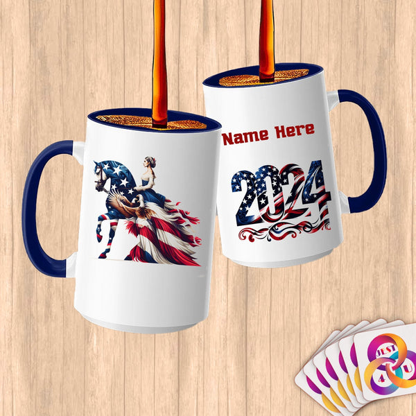 Physical Item 15oz / Blue Grace and Power~Limited Edition 2024 "USA Excellence" ~ Customized Large 15oz Mug