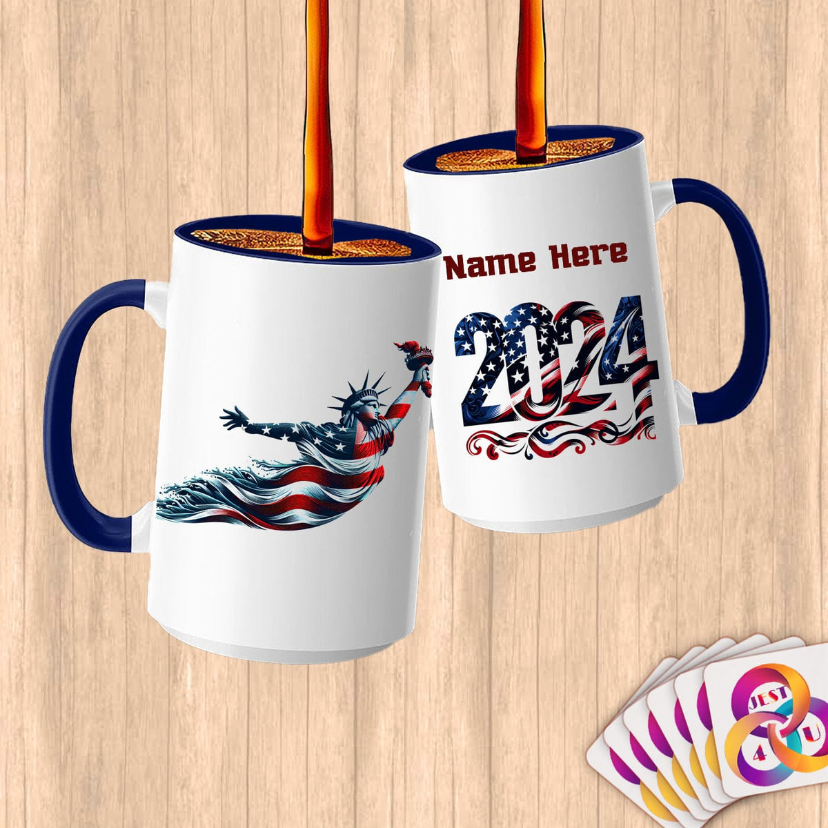 Physical Item 15oz / Blue Graceful Liberty Swim ~ Limited Edition 2024 "USA Excellence" ~ Customized Large 15oz Mug