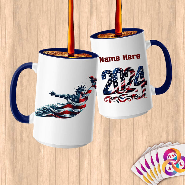 Physical Item 15oz / Blue Graceful Liberty Swim ~ Limited Edition 2024 "USA Excellence" ~ Customized Large 15oz Mug