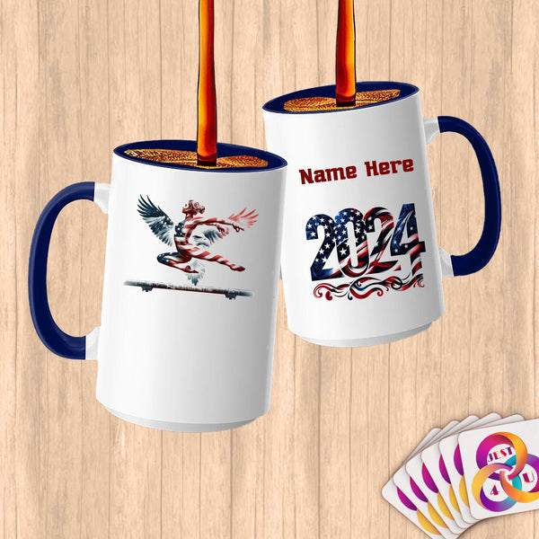 Physical Item 15oz / Blue Gymnast Balance~Limited Edition 2024 "USA Excellence" ~ Customized Large 15oz Mug