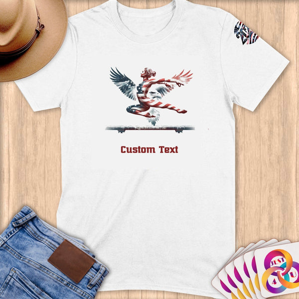 Physical Item S / White Gymnast Balance~Limited Edition 2024 "USA Excellence" ~ Personalized Softstyle T-Shirt