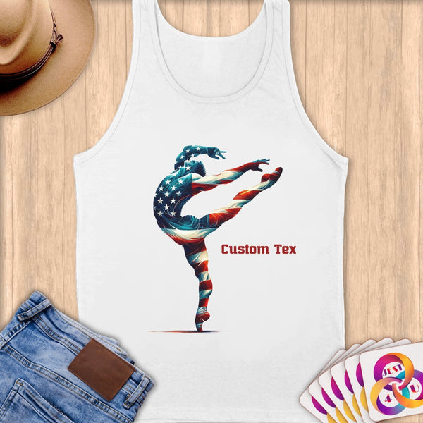 Physical Item S / White Gymnast Male~Limited Edition 2024 "USA Excellence" ~ Customizable Supersoft Tank Top