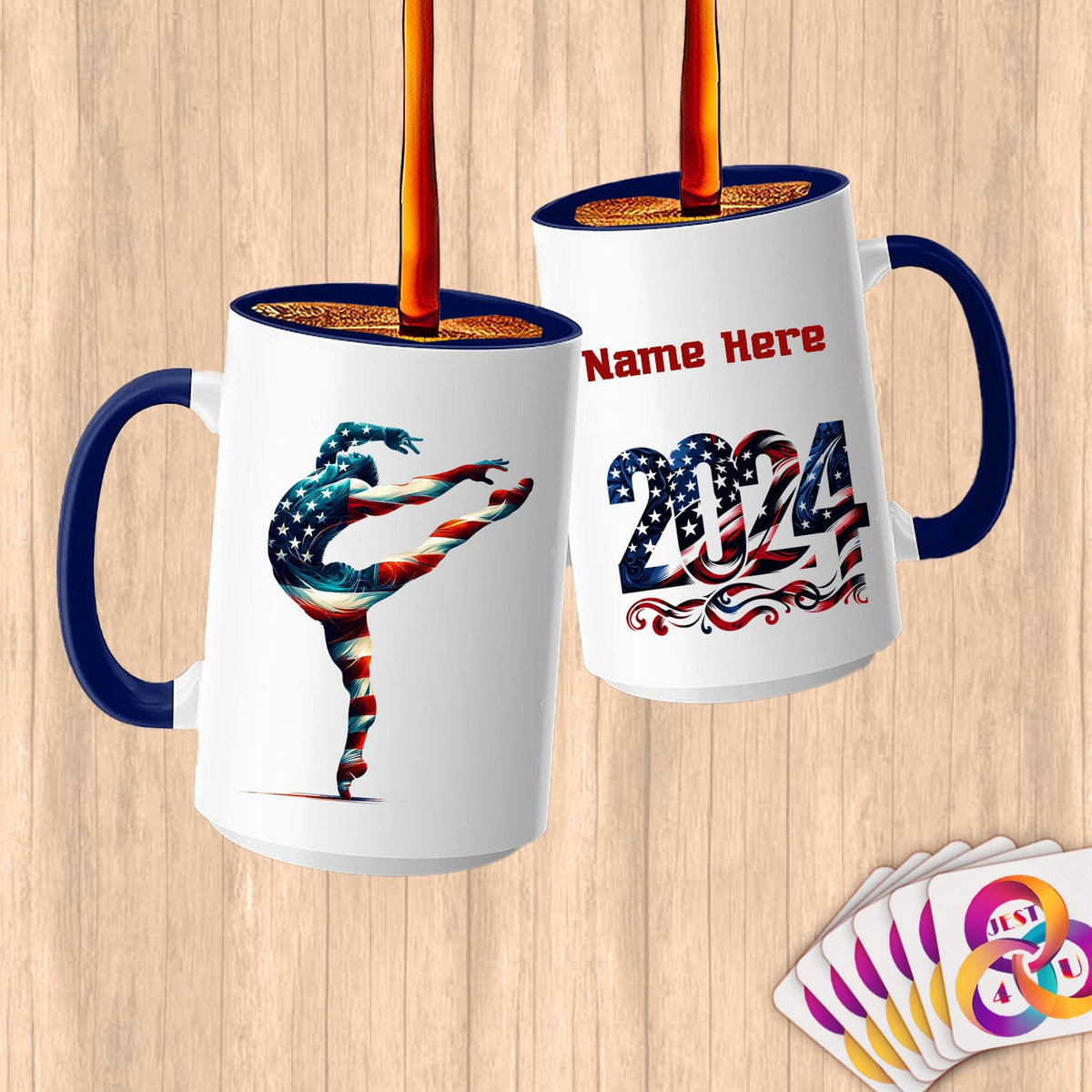 Physical Item 15oz / Blue Gymnast Male~Limited Edition 2024 "USA Excellence" ~ Customized Large 15oz Mug