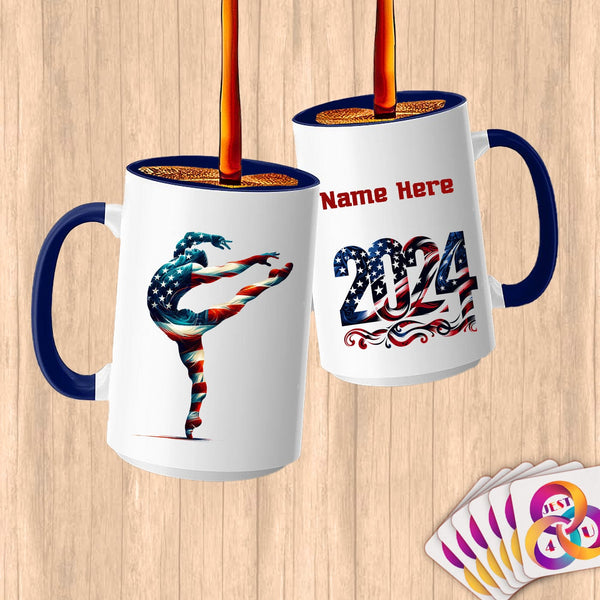 Physical Item 15oz / Blue Gymnast Male~Limited Edition 2024 "USA Excellence" ~ Customized Large 15oz Mug