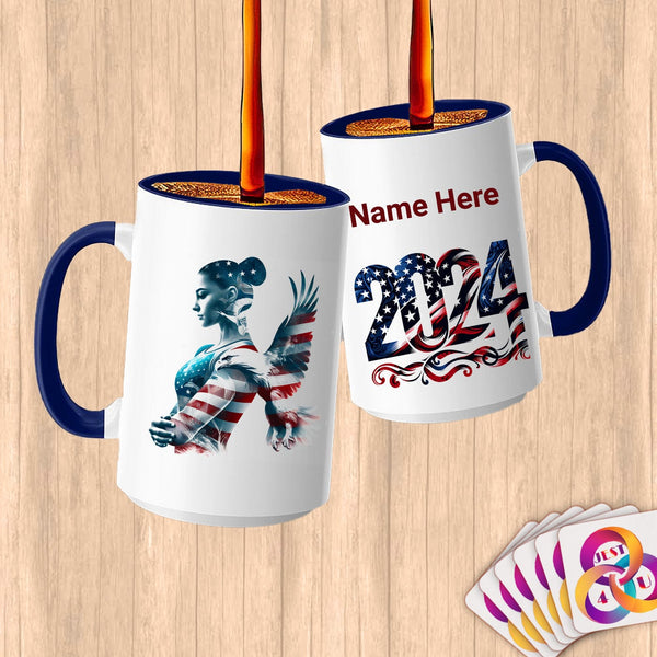 Physical Item 15oz / Blue Gymnast's Reflection ~Limited Edition 2024 "USA Excellence" ~ Customized Large 15oz Mug