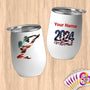 Physical Item 12 oz / White Gymnast Soars ~Limited Edition 2024 "USA Excellence" ~ Customizable 12oz Wine Tumbler with Lid