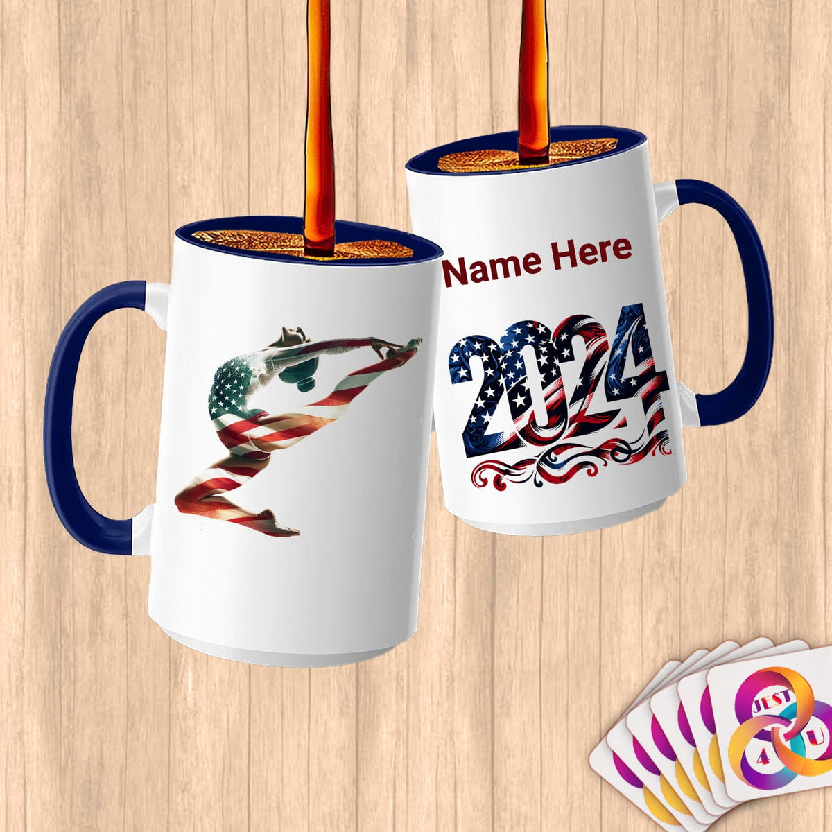 Physical Item 15oz / Blue Gymnast Soars ~Limited Edition 2024 "USA Excellence" ~ Customized Large 15oz Mug