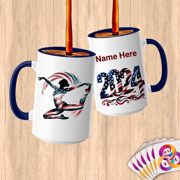 Physical Item 15oz / Blue Gymnastic Elegance ~Limited Edition 2024 "USA Excellence" ~ Customized Large 15oz Mug