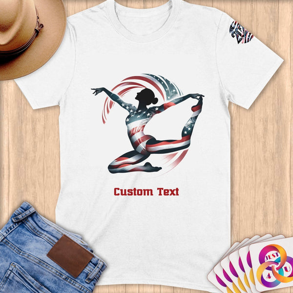 Physical Item S / White Gymnastic Elegance ~Limited Edition 2024 "USA Excellence" ~ Personalized Softstyle T-Shirt