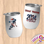 Physical Item 12 oz / White Handball Action ~ Limited Edition 2024 "USA Excellence" ~ Customizable 12oz Wine Tumbler with Lid