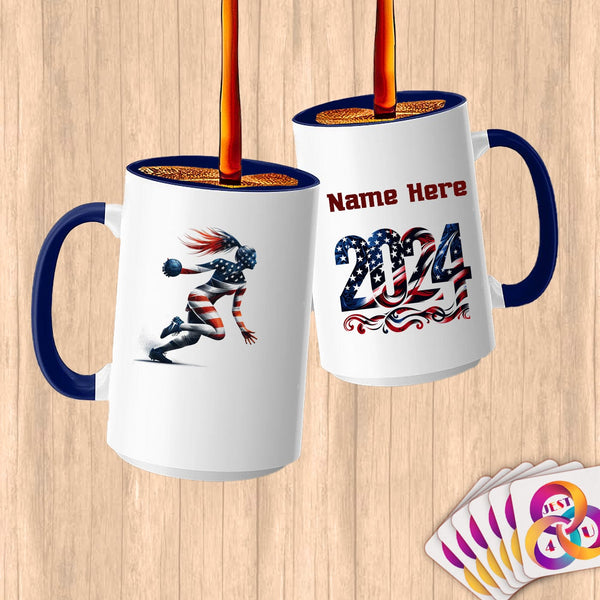 Physical Item 15oz / Blue Handball Action ~ Limited Edition 2024 "USA Excellence" ~ Customized Large 15oz Mug