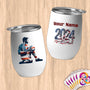 Physical Item 12 oz / White Handball Patriot ~ Limited Edition 2024 "USA Excellence" ~ Customizable 12oz Wine Tumbler with Lid