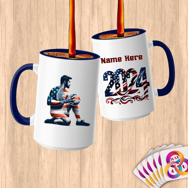 Physical Item 15oz / Blue Handball Patriot ~ Limited Edition 2024 "USA Excellence" ~ Customized Large 15oz Mug