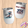 Physical Item 12 oz / White Handball Pride ~ Limited Edition 2024 "USA Excellence" ~ Customizable 12oz Wine Tumbler with Lid