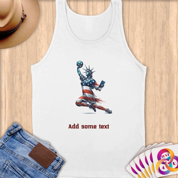 Physical Item S / White Handball Pride Statue of Liberty ~ Limited Edition 2024 "USA Excellence" ~ Customizable Supersoft Tank Top