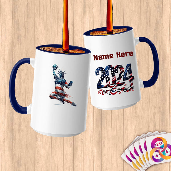 Physical Item 15oz / Blue Handball Pride Statue of Liberty ~ Limited Edition 2024 "USA Excellence" ~ Customized Large 15oz Mug