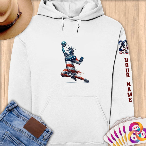 Physical Item S / White Handball Pride Statue of Liberty ~ Limited Edition 2024 "USA Excellence" ~ Personalized Premium Hoodie