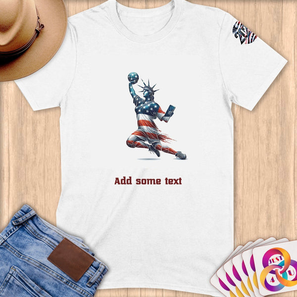 Physical Item S / White Handball Pride Statue of Liberty ~ Limited Edition 2024 "USA Excellence" ~ Personalized Softstyle T-Shirt