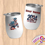 Physical Item 12 oz / White Handball Sensation ~ Limited Edition 2024 "USA Excellence" ~ Customizable 12oz Wine Tumbler with Lid