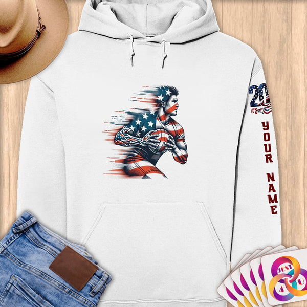 Physical Item S / White Handball Sensation ~ Limited Edition 2024 "USA Excellence" ~ Personalized Premium Hoodie