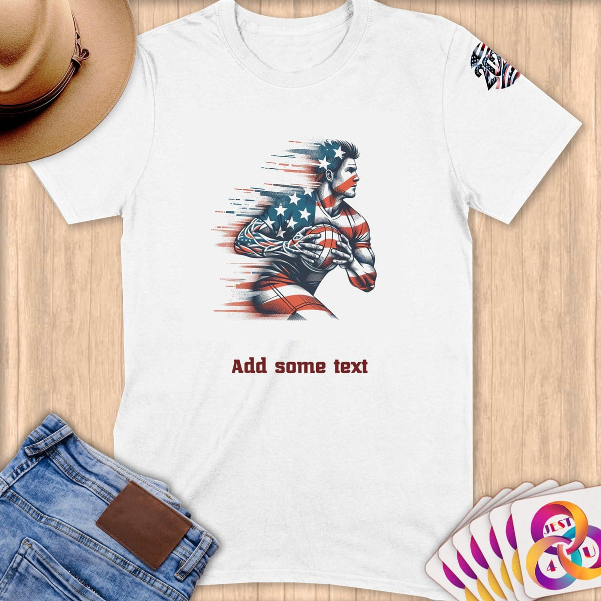 Physical Item S / White Handball Sensation ~ Limited Edition 2024 "USA Excellence" ~ Personalized Softstyle T-Shirt
