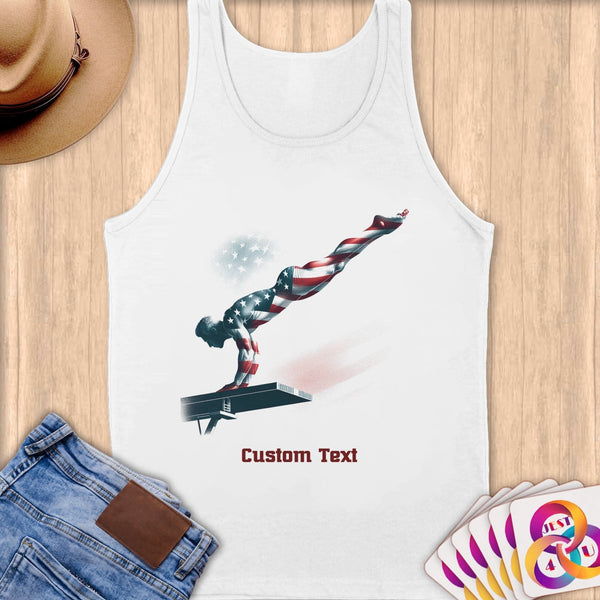 Physical Item S / White High Diver ~ Limited Edition 2024 "USA Excellence" ~ Customizable Supersoft Tank Top