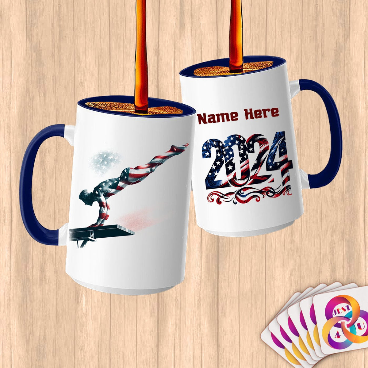 Physical Item 15oz / Blue High Diver ~ Limited Edition 2024 "USA Excellence" ~ Customized Large 15oz Mug