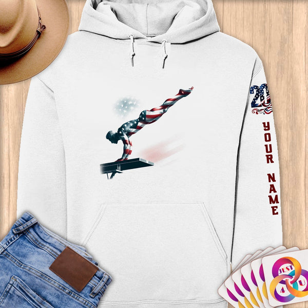 Physical Item S / White High Diver ~ Limited Edition 2024 "USA Excellence" ~ Personalized Premium Hoodie