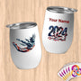 Physical Item 12 oz / White High Diving Statue Liberty~Limited Edition 2024 "USA Excellence" ~ Customizable 12oz Wine Tumbler with Lid