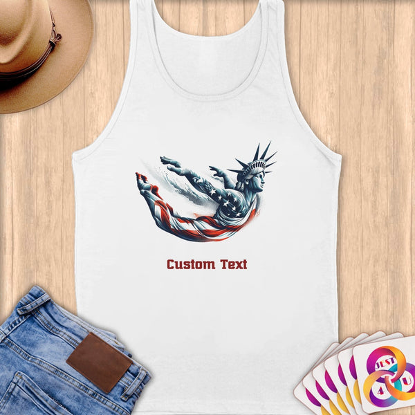 Physical Item S / White High Diving Statue Liberty~Limited Edition 2024 "USA Excellence" ~ Customizable Supersoft Tank Top