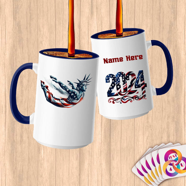 Physical Item 15oz / Blue High Diving Statue Liberty~Limited Edition 2024 "USA Excellence" ~ Customized Large 15oz Mug