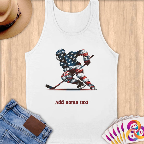 Physical Item S / White Hockey Glow ~ Limited Edition 2024 "USA Excellence" ~ Customizable Supersoft Tank Top