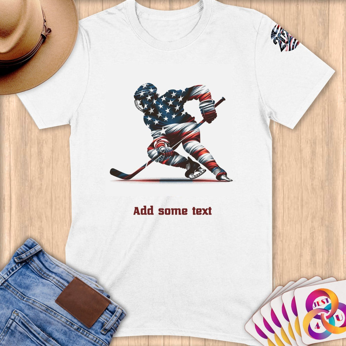 Physical Item S / White Hockey Glow ~ Limited Edition 2024 "USA Excellence" ~ Personalized Softstyle T-Shirt