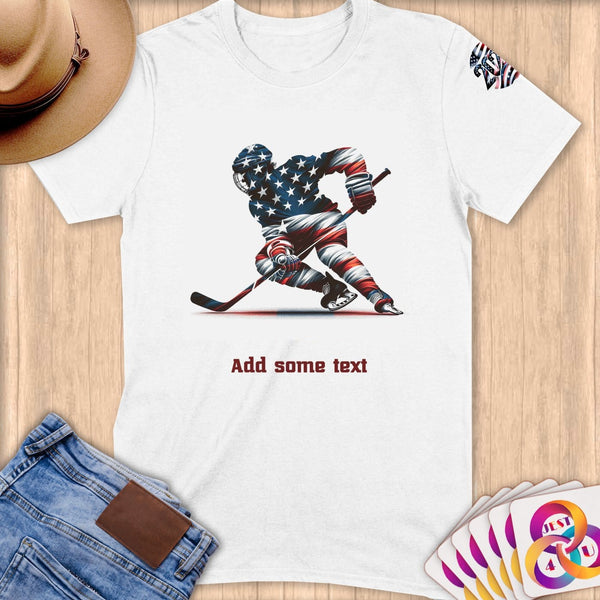 Physical Item S / White Hockey Glow ~ Limited Edition 2024 "USA Excellence" ~ Personalized Softstyle T-Shirt
