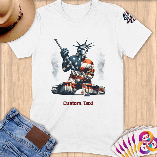 Physical Item S / White Hockey Liberty ~ Limited Edition 2024 "USA Excellence" ~ Personalized Softstyle T-Shirt