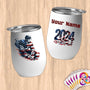 Physical Item 12 oz / White Hockey Power ~ Limited Edition 2024 "USA Excellence" ~ Customizable 12oz Wine Tumbler with Lid