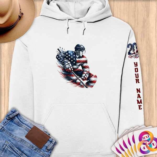 Physical Item S / White Hockey Power ~ Limited Edition 2024 "USA Excellence" ~ Personalized Premium Hoodie