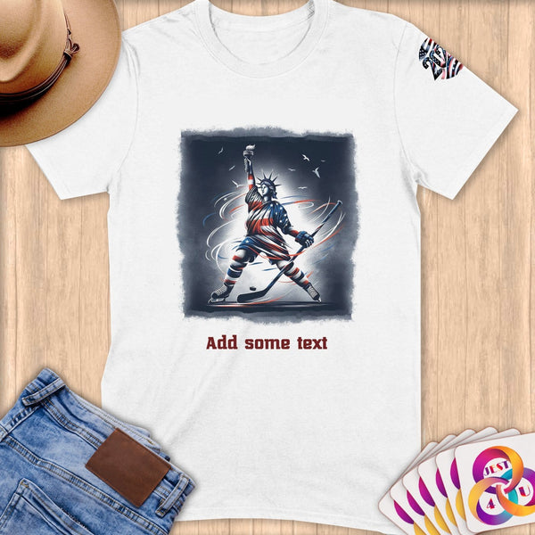 Physical Item S / White Hockey Power ~ Limited Edition 2024 "USA Excellence" ~ Personalized Softstyle T-Shirt