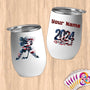 Physical Item 12 oz / White Hockey Slam ~ Limited Edition 2024 "USA Excellence" ~ Customizable 12oz Wine Tumbler with Lid
