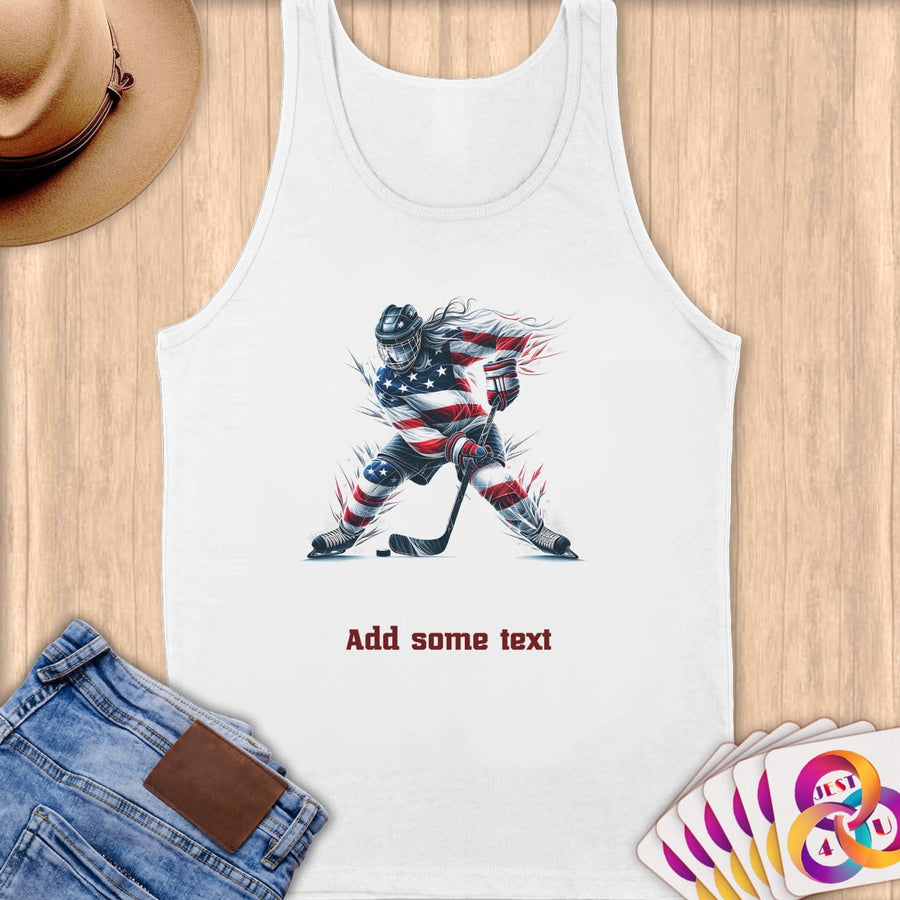 Physical Item S / White Hockey Slam ~ Limited Edition 2024 "USA Excellence" ~ Customizable Supersoft Tank Top