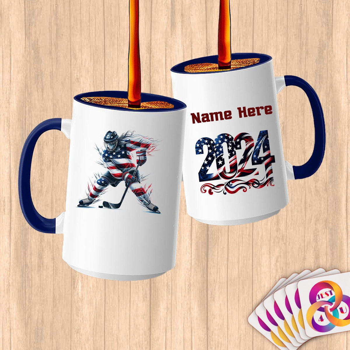 Physical Item 15oz / Blue Hockey Slam ~ Limited Edition 2024 "USA Excellence" ~ Customized Large 15oz Mug