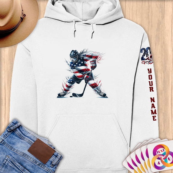 Physical Item S / White Hockey Slam ~ Limited Edition 2024 "USA Excellence" ~ Personalized Premium Hoodie