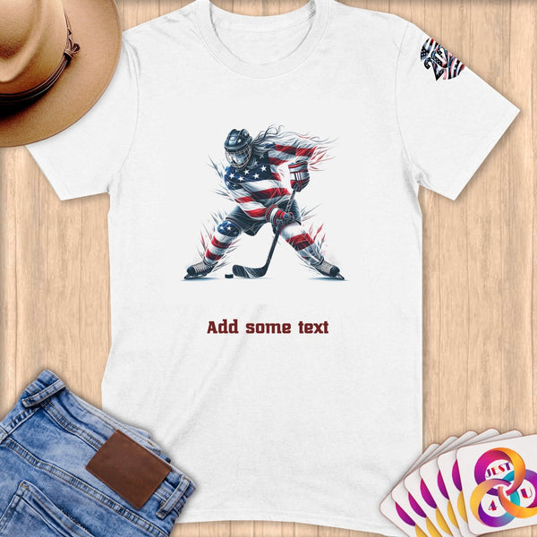 Physical Item S / White Hockey Slam ~ Limited Edition 2024 "USA Excellence" ~ Personalized Softstyle T-Shirt