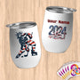Physical Item 12 oz / White Hockey Stripes ~ Limited Edition 2024 "USA Excellence" ~ Customizable 12oz Wine Tumbler with Lid